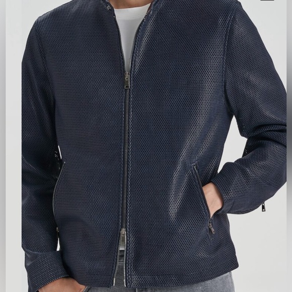 Theory Men Lamb Supreme Mesh Wynmore Jacket Baltic Sz L - Picture 4 of 12